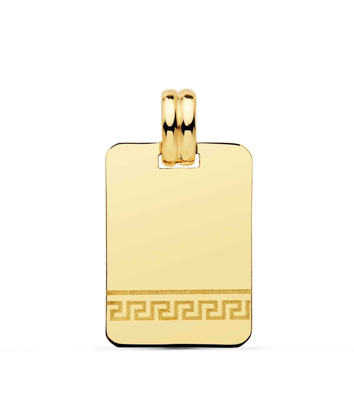 Colgante Chapa Oro 18K 20 mm Rectangular greca joya personalizada grabado