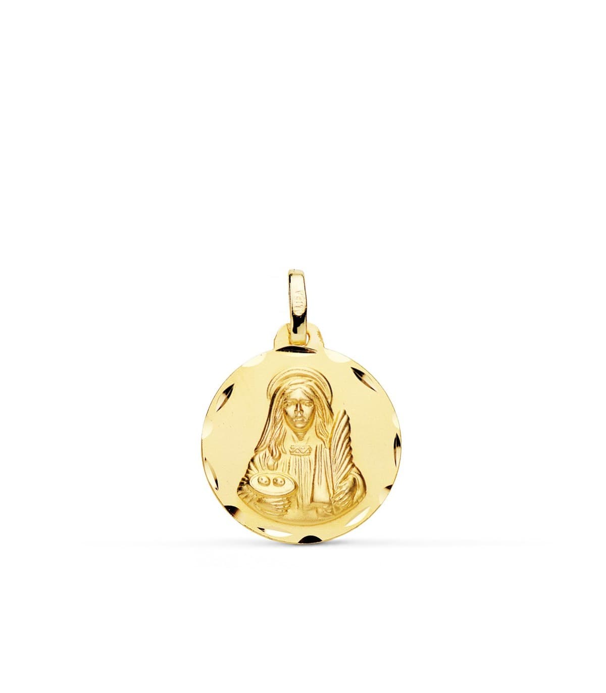 Medalla religiosa Santa Lucía Oro 18k colgante personalizado