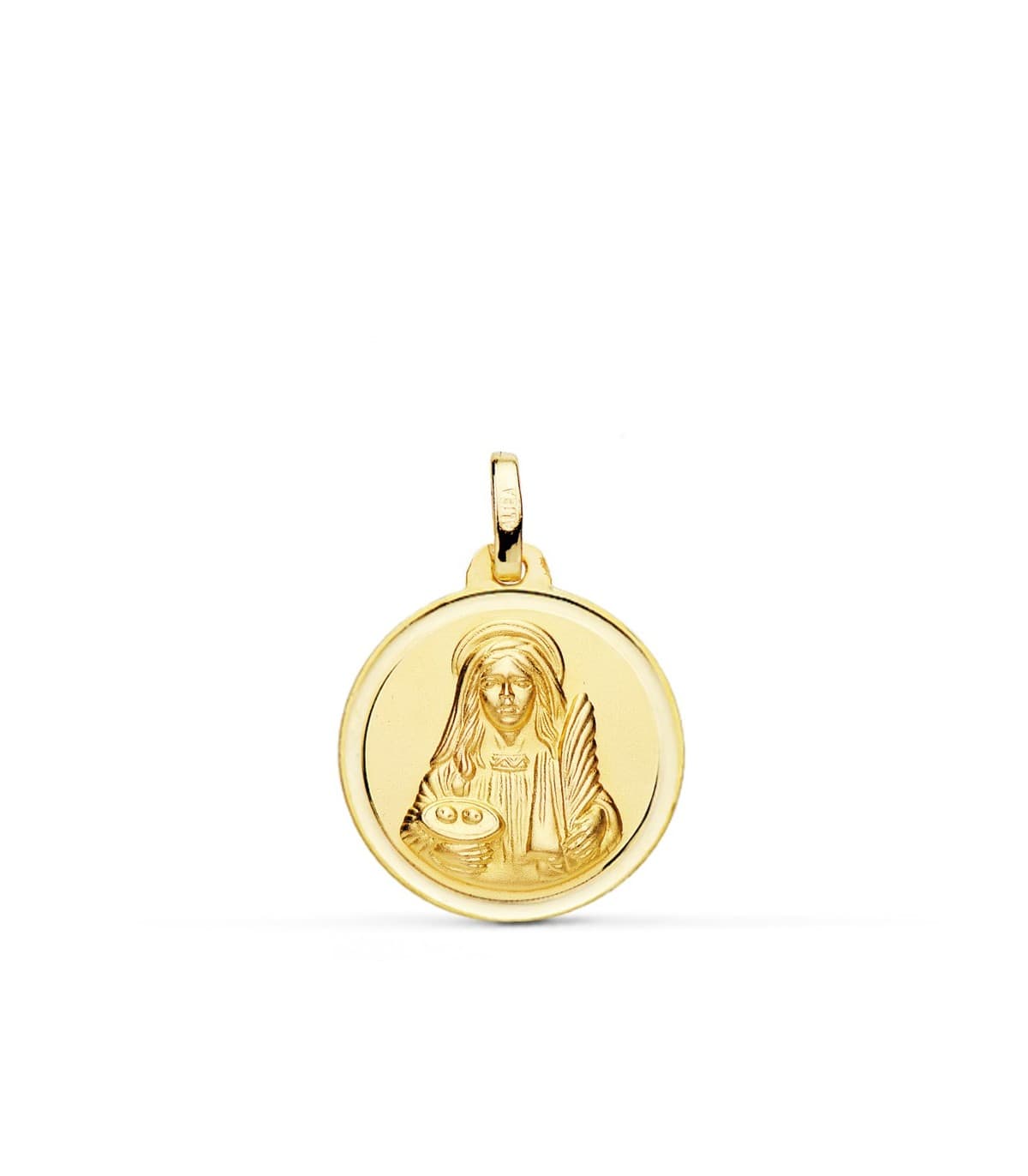 Medaglia Santa Lucia oro 18kt 18mm, patrona dei non vedenti, dei ciechi, degli oculisti e degli ottici