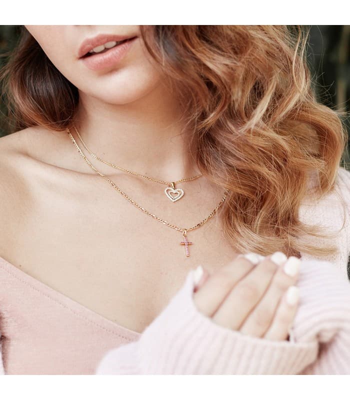 Ciondolo Love Heart oro giallo 18kt Zirconi, motivo cuore, look romantico, regalo di amore