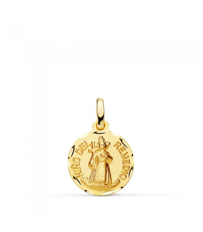 Medalla niño del remedio oro 18ktes joya bautizo bebe