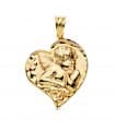 Médaille Coeur Ange Or Jaune 18k 25 mm