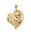 Medalla Corazón Ángel Oro Amarillo 18k 25mm
