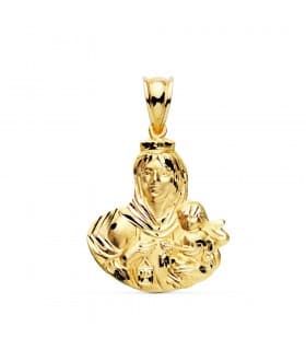 Medalla Religiosa Virgen del Carmen Oro Amarillo 18k 24 mm Silueta