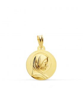 Medalla Virgen María Francesa Oro 18k 16mm colgante religioso joyas personalizadas grabado Comunión Niña