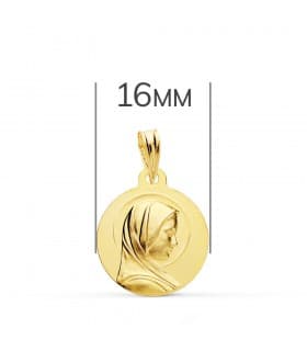Medalla Virgen María Francesa Oro 18k 16mm colgante religioso joyas personalizadas grabado Comunión Niña