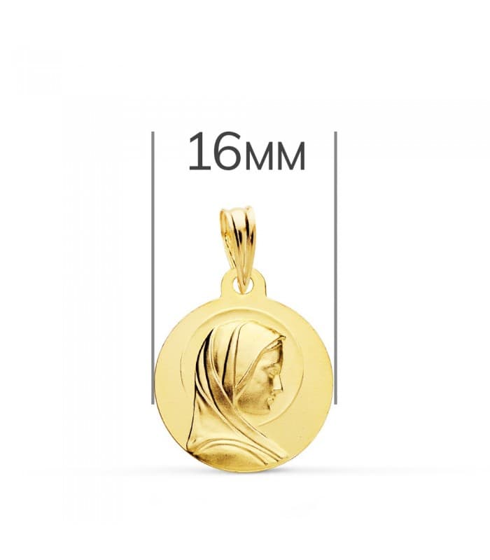 Medalla Virgen María Francesa Oro 18k 16mm colgante religioso joyas personalizadas grabado Comunión Niña