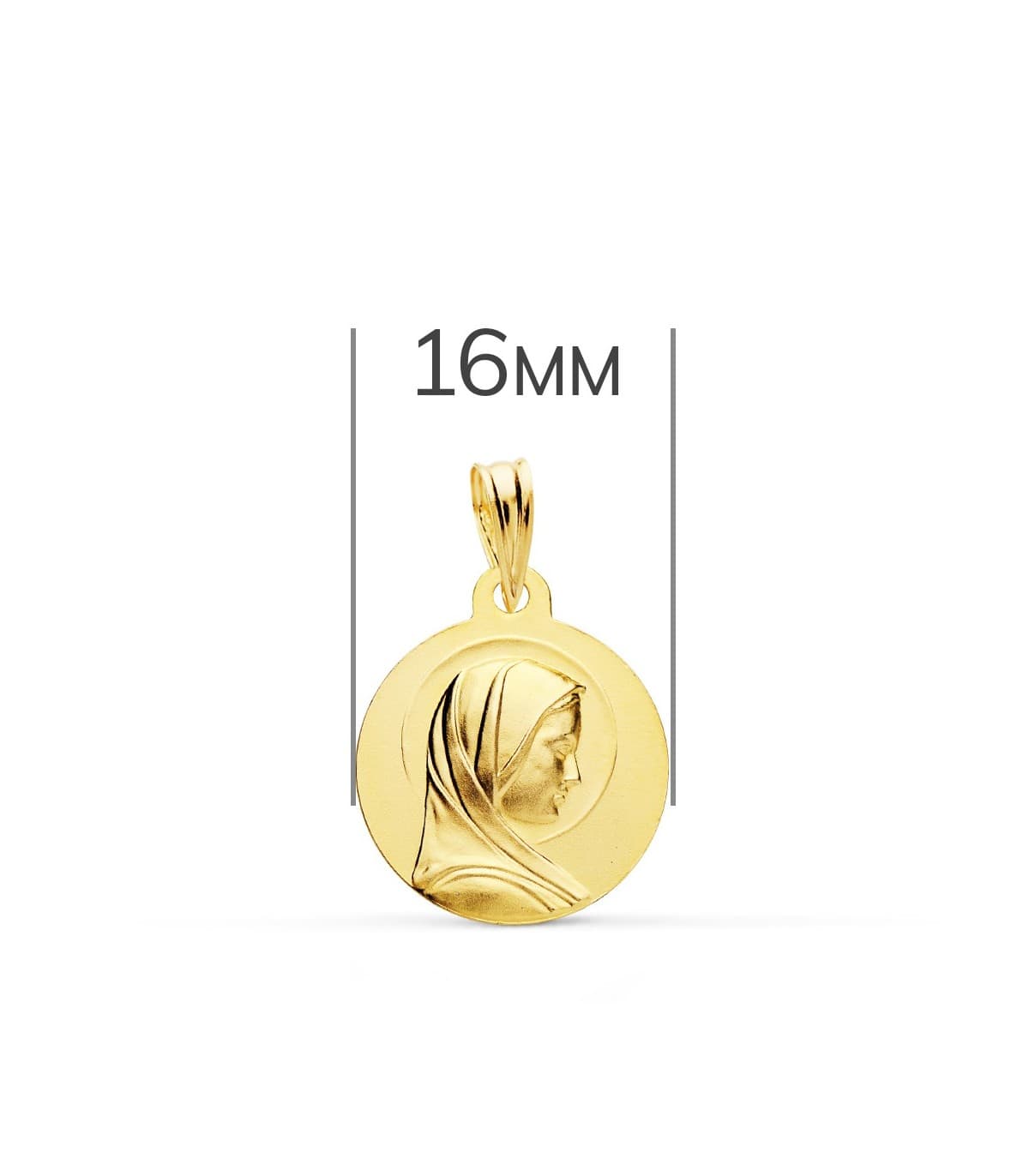 Medalla Virgen María Francesa Oro 18k 16mm colgante religioso joyas personalizadas grabado Comunión Niña