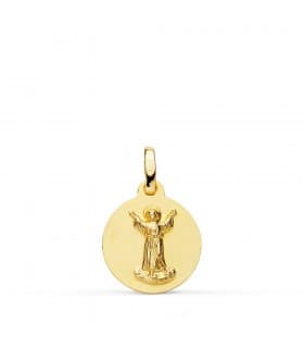 Medalla bebé bautizo Divino Niño Jesús Oro 18k 14 mm