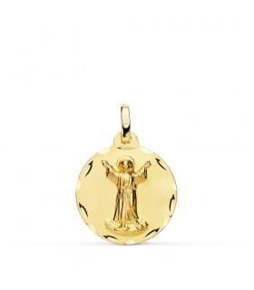 Medalla religiosa Divino Niño Jesús Oro 18k 18 mm joya bebe personalizada grabado bautizo nacimiento nombre