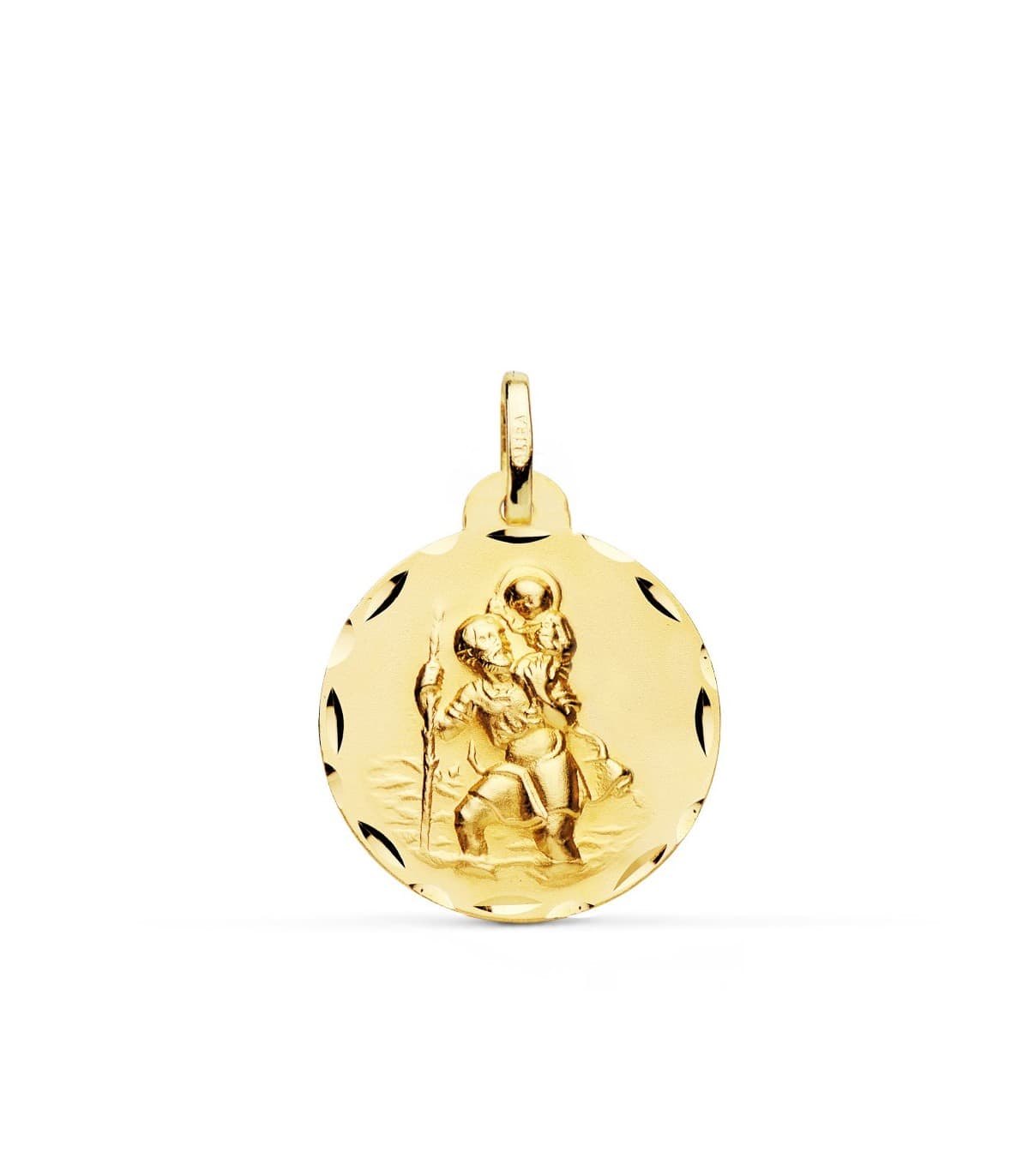 Medaglia San Cristoforo oro 18kt 22 mm lavorata, medaglioni antichi.