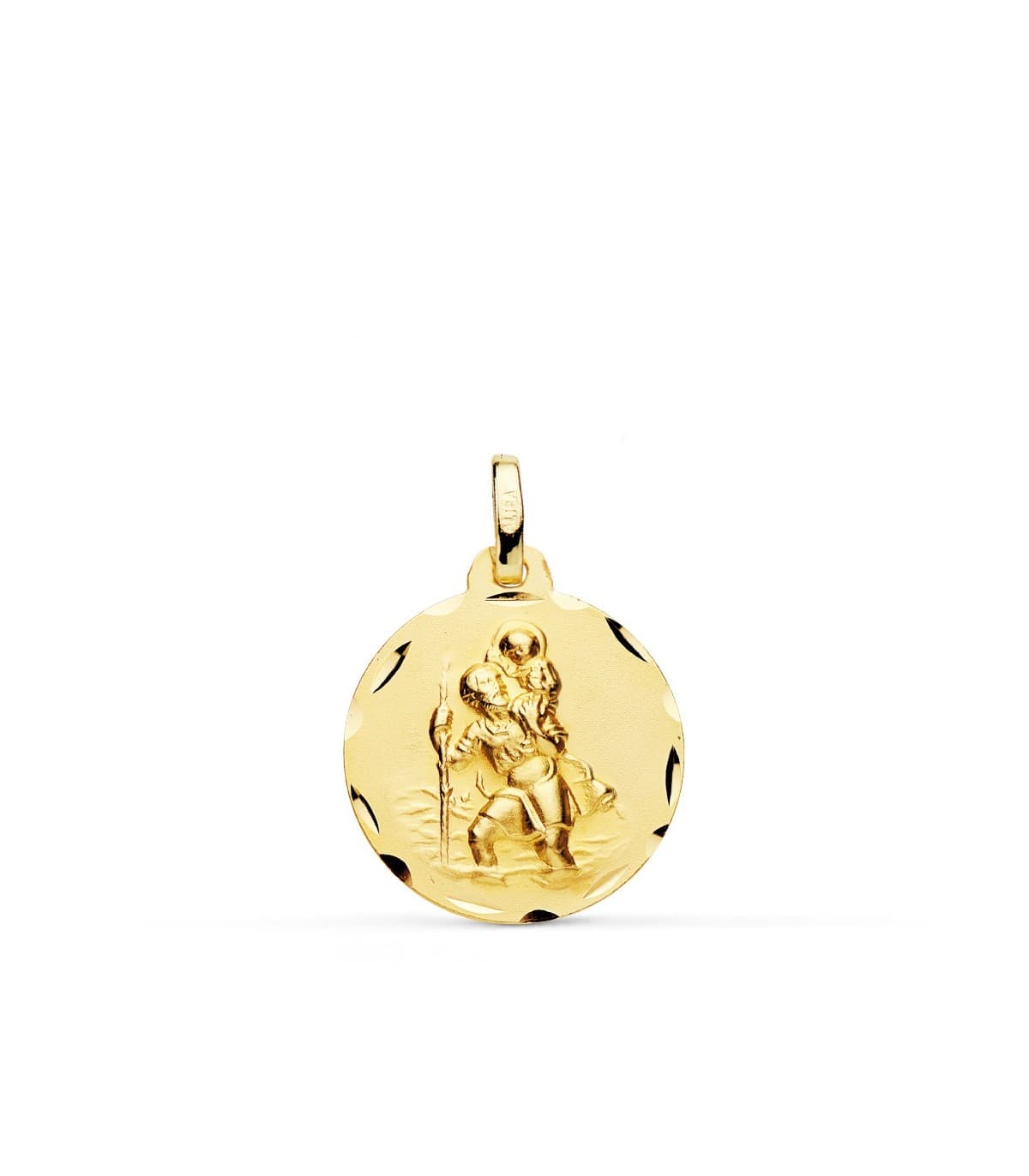 Medalla San Cristóbal Oro 18K 18mm Tallada