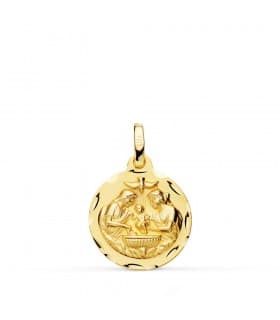 Medalla Bautismo Cristiano Oro 18k 16mm regalo bebé joya personalizada bautizo