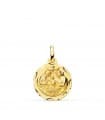 Medaglia Battesimo Sacra Famiglia oro 18kt 16mm lavorata