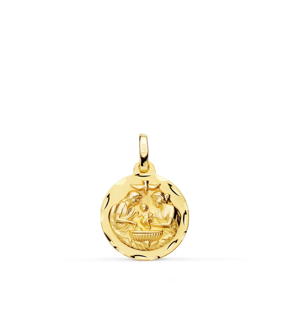 Medalla Bautismo Cristiano Oro 18k 16mm regalo bebé joya personalizada bautizo