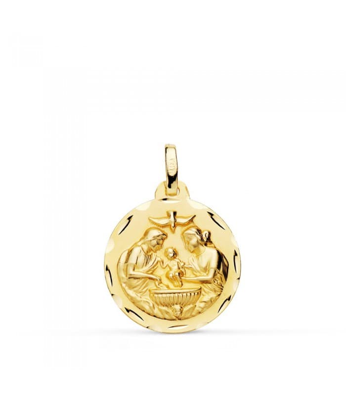 Medalla Infantil Bautismo Oro 18 K 18 MM regalos bebé bautizo nacimiento joya personalizada grabado nombre
