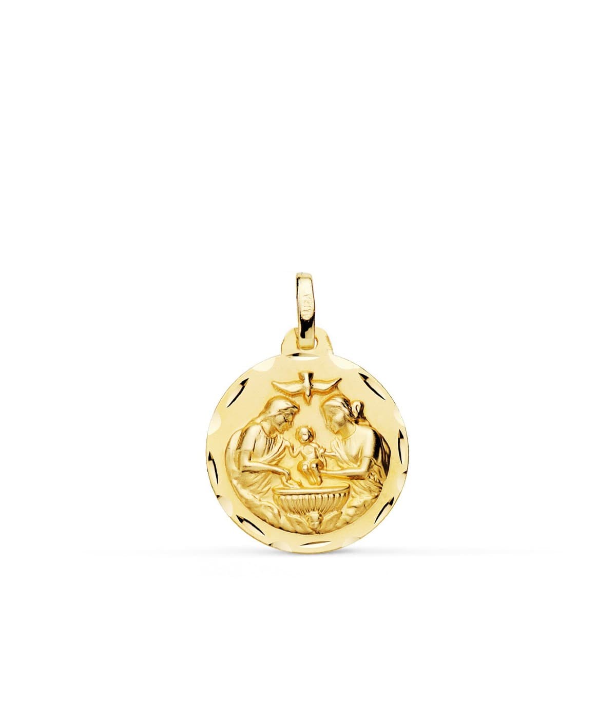 Medalla Infantil Bautismo Oro 18 K 18 MM regalos bebé bautizo nacimiento joya personalizada grabado nombre