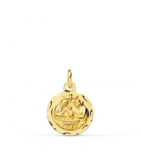 Medalla Bautismo Cristiano Oro 18k 14mm Regalo bebé recién nacido bautizo