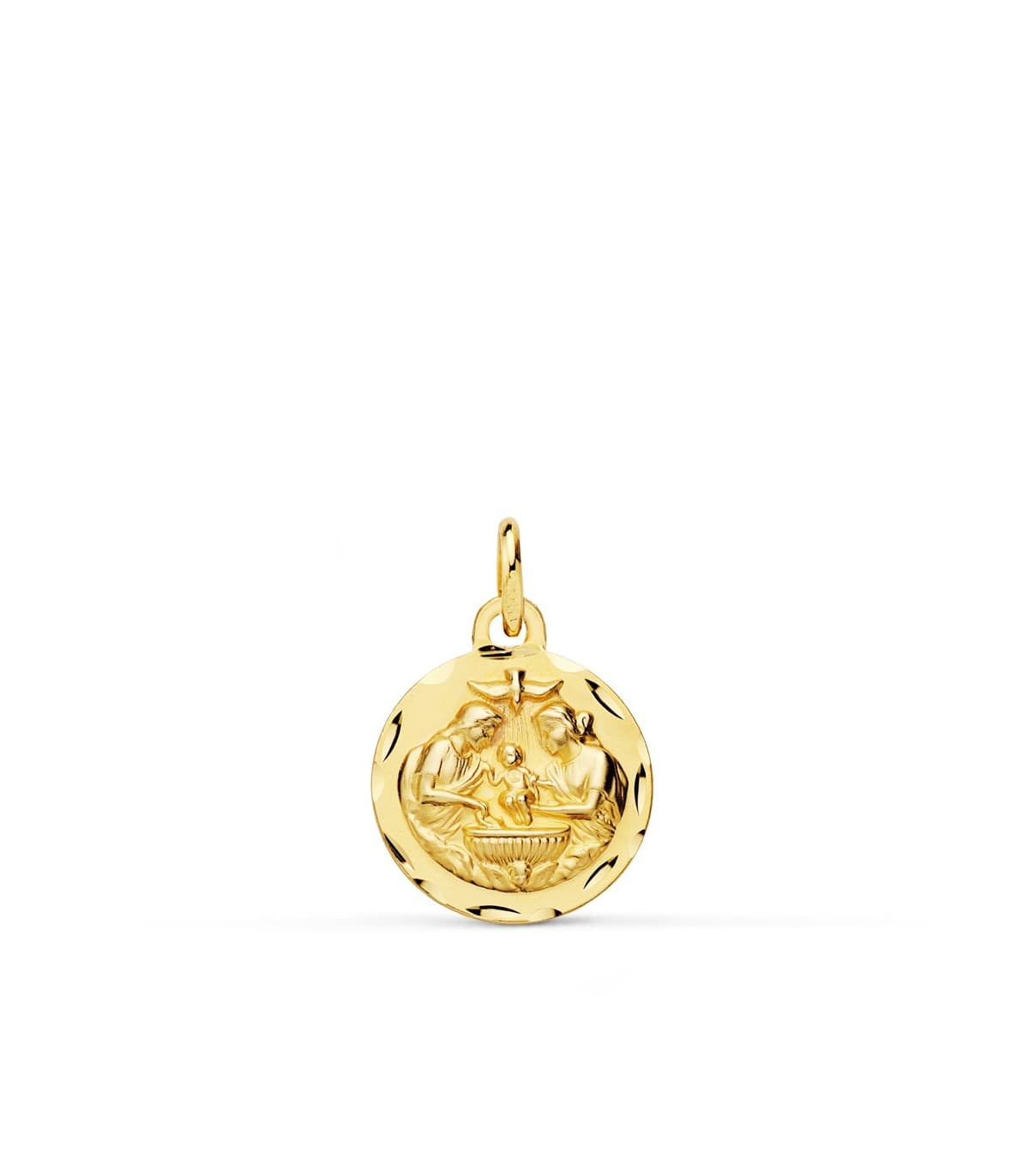 Medalla Bautismo Cristiano Oro 18k 14mm Regalo bebé recién nacido bautizo
