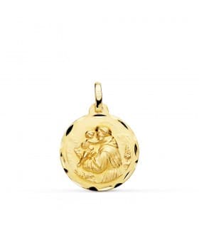 Medalla San Antonio Oro 18K 18mm Tallada