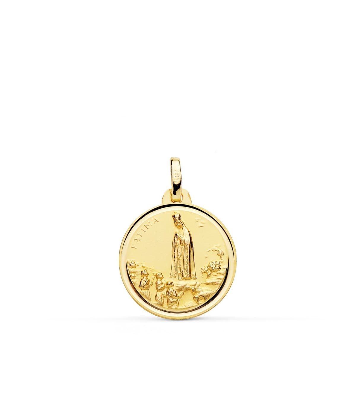 Medaglia Madonna di Fatima Oro 18kt 18mm bordo lucido