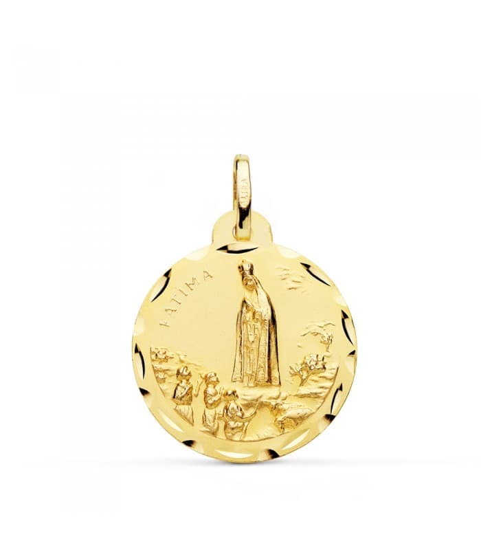 Medalla Virgen de Fátima Medalla religiosa Virgen oro amarillo 18 Kilates Joya personalizada Mujer Comunion niña grabado