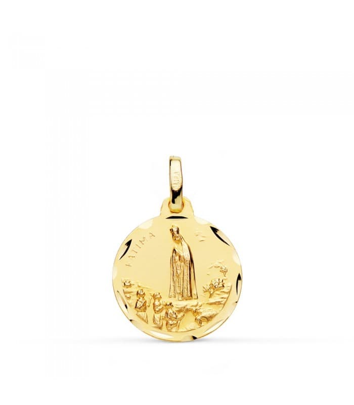 Medalla Virgen de Fátima 9 Ktes 16mm Joya personalizada grabado nombre comunión niña