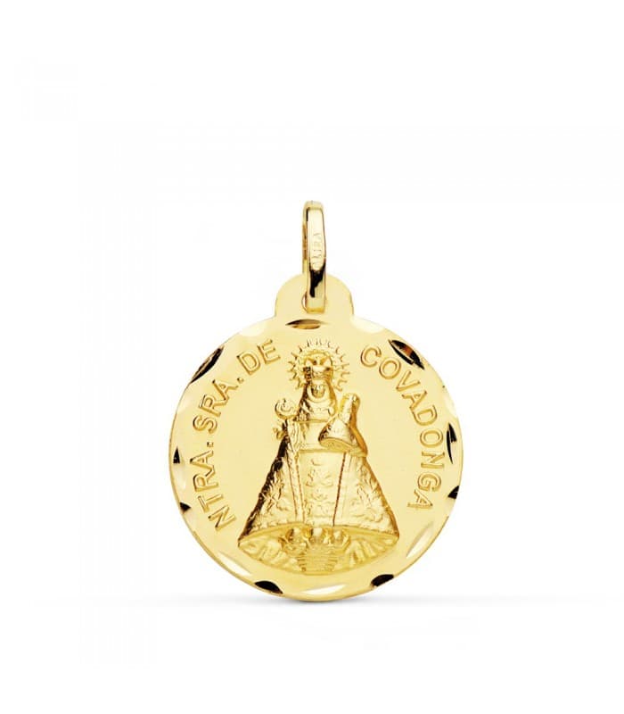 Médaille Vierge de Covadonga Or Jaune 18K 22 mm