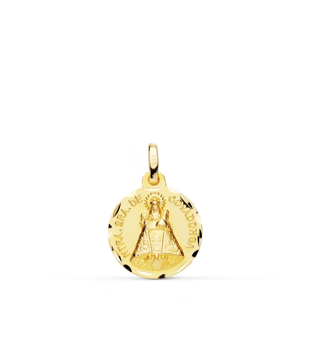 Médaille Notre Dame de Covadonga 18 K 16 mm Or jaune Sculptée