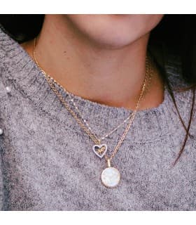 Ciondolo Love MAMA oro bicolore 18kt, contorno di zirconi, 15 mm - Festa della mamma