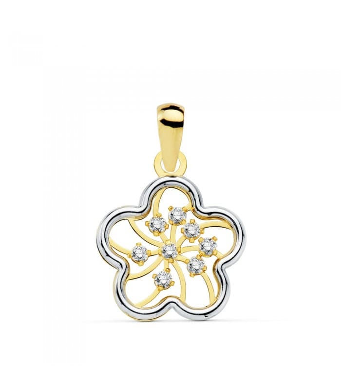 Pendentif Femme Flori Or Bicolore 18K 13 MM