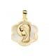 Medalla religiosa Comunión Oro 18K Virgen niña Nácar Flor regalo joya personalizada