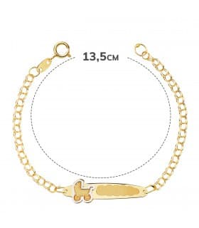 Esclava Bebé Oro Bicolor 18K Cochecito 13.5 cm regalo bautizo joya personalizada