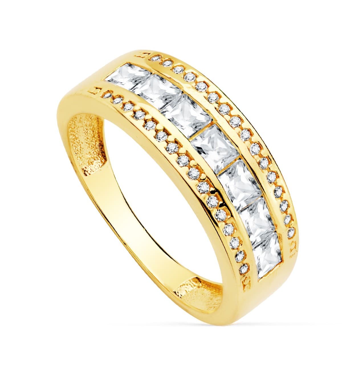 Sortija mujer Oro Amarillo 18K Ruth anillo bandas gemas circonitas