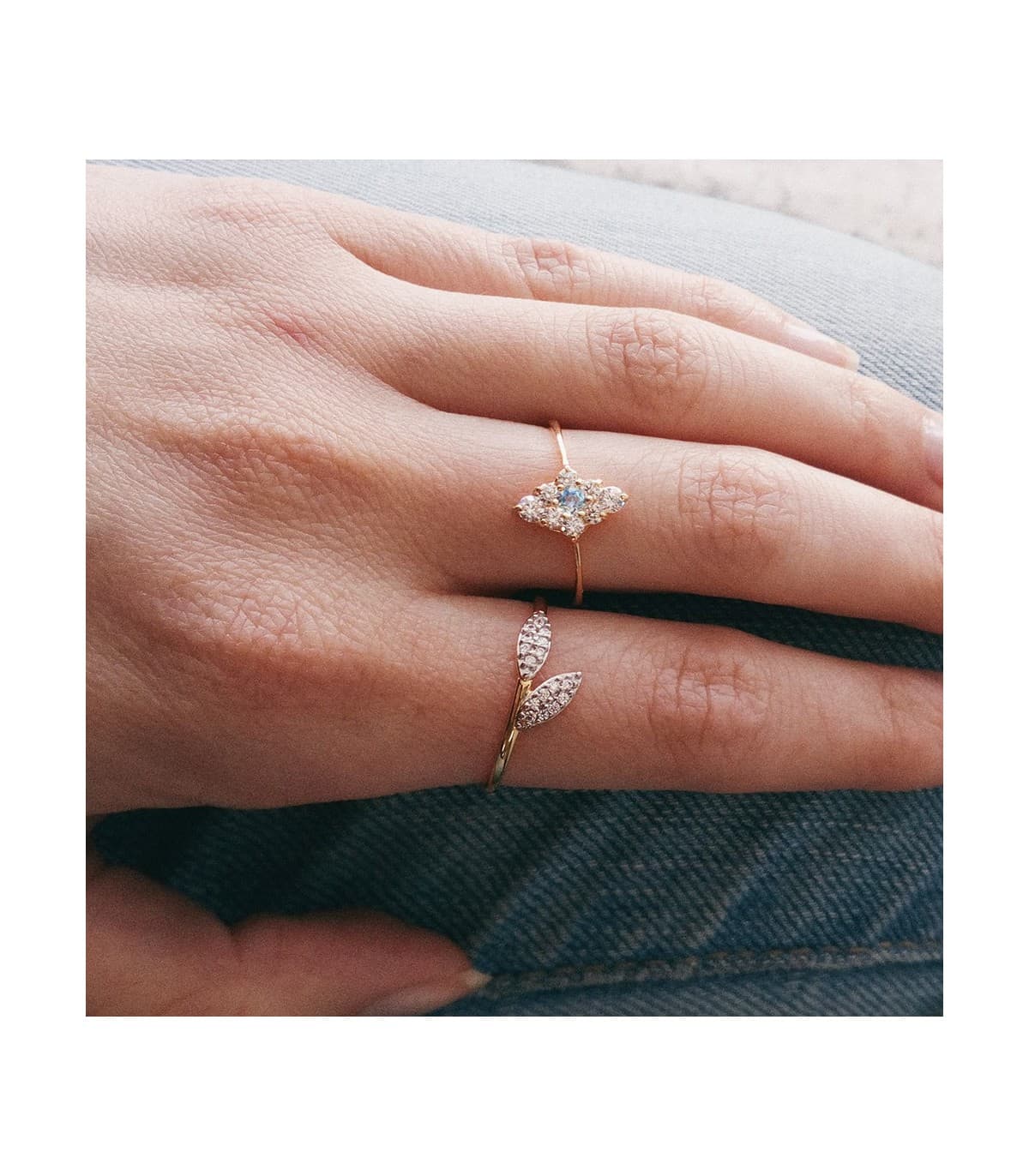 Bague femme Or Jaune 18K Losange Aigue-Marine