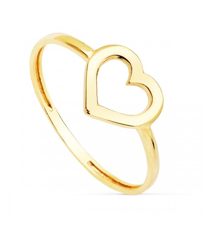 Anillo mujer Oro Amarillo 18K Corazon Lucy sortija slim minimal moda