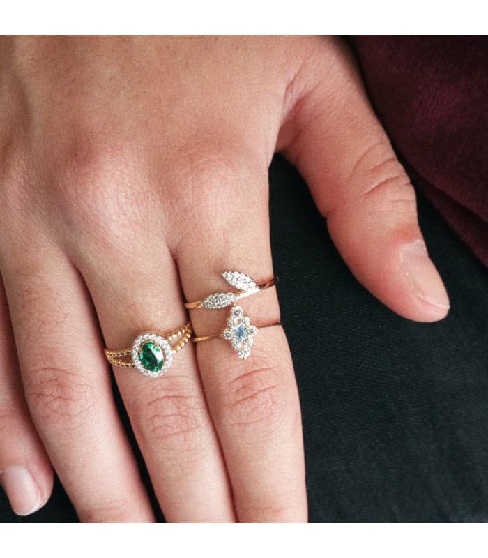 Bague femme Or Jaune 18K Orion Pierre Verte
