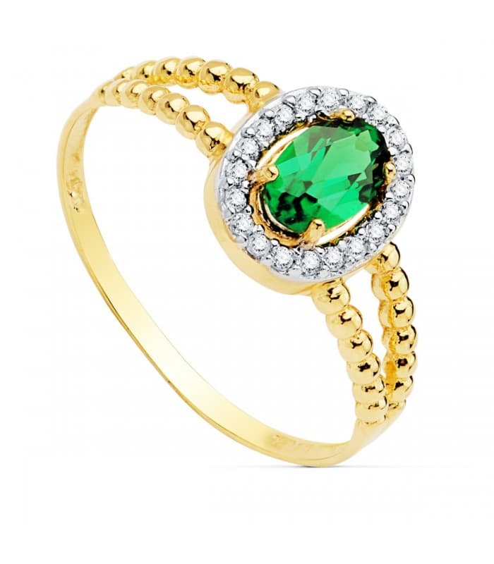 Bague femme Or Jaune 18K Orion Pierre Verte