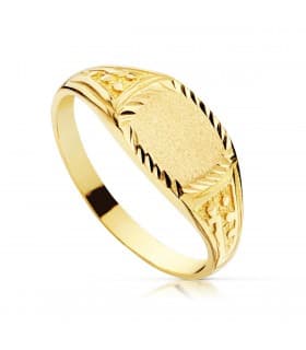 Sello cadete Filippo Oro Amarillo 18K regalo anillo comunión niño joya personalizada grabado