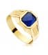 Sello cadete Liam Oro Amarillo 18K Piedra Azul anillo comunión niño joya personalizable grabado gratuito