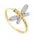Libelle-Design Ring Gold 18K /750er  22013-2, mit Zirkonia und Kugel