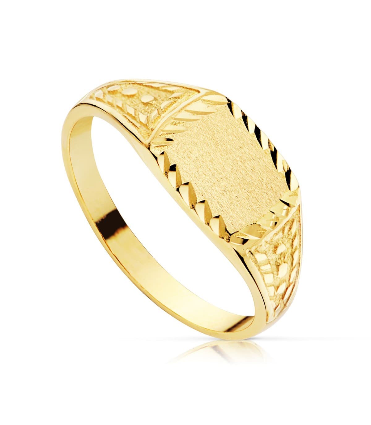 Sello cadete Unai Oro Amarillo 18K anillo niño comunion joya personalizada grabado