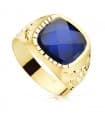 Anello chevalier uomo Geronimo oro 18kt spinello blu