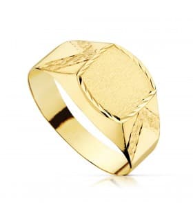 Chevalière enfant Máximo or jaune 18K, bordure ciselé - Cadeau original garçon