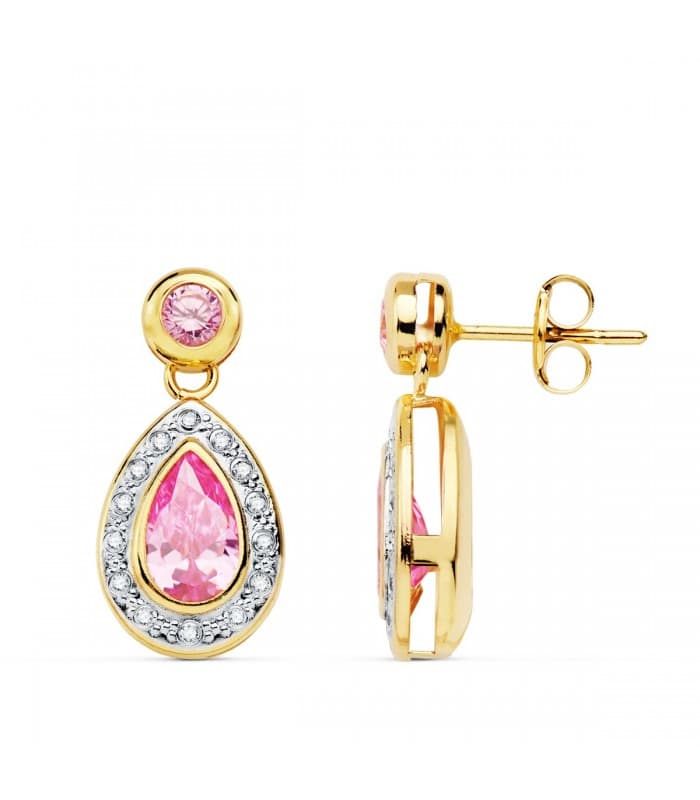 Pendientes Nebraska Oro Bicolor 18K Rosa 18mm pendientes elegantes complementos invitada de boda