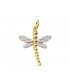 Pendentif Dragon-Fly Or Jaune 18K, forme de libellule avec zircones et boules