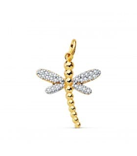 Anhänger „Dragon-Fly“ aus 18 Karat Gelbgold, Libellen-Halskette, Sommerschmuck, Accessoires