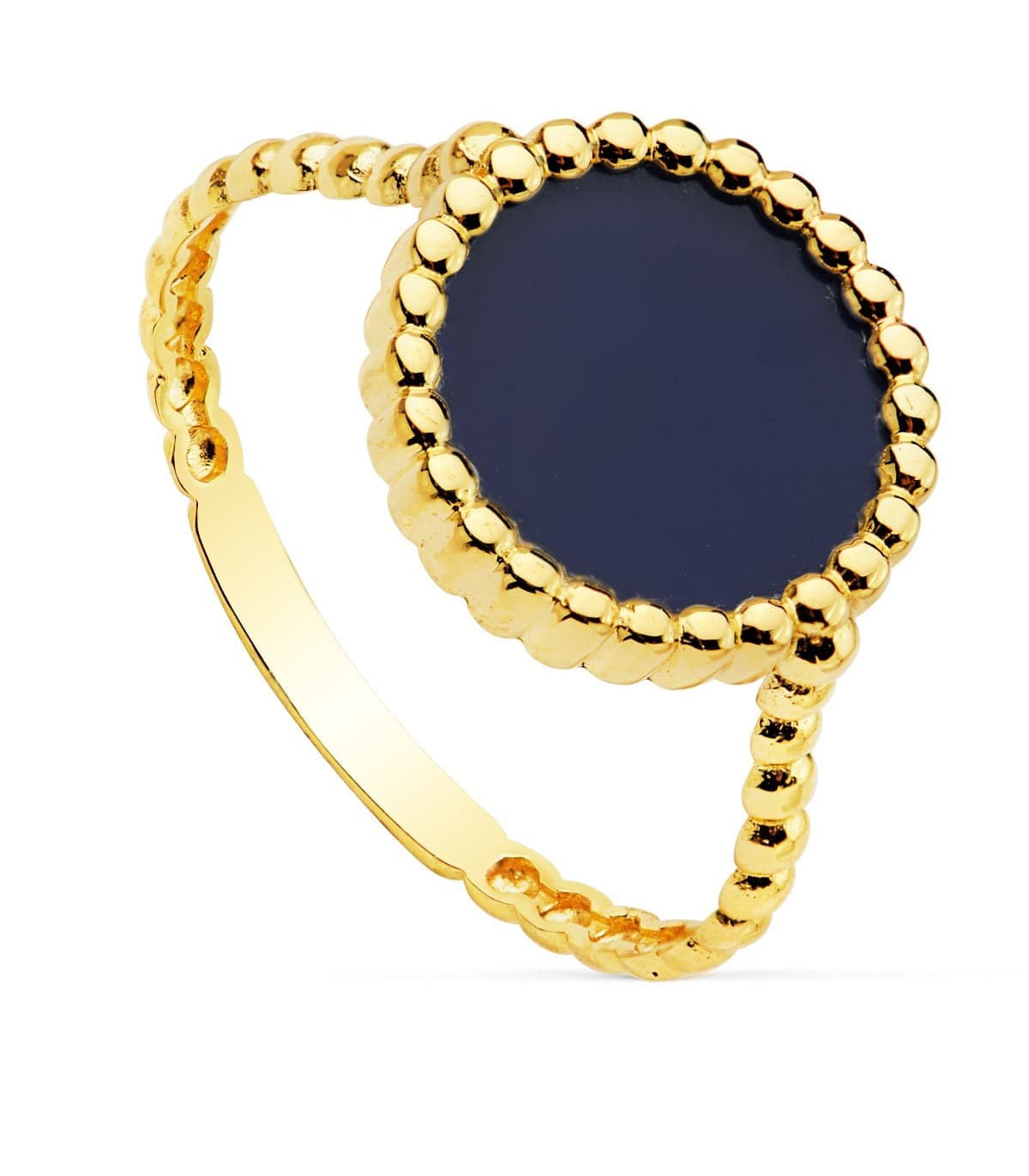 Anillo mujer Oro Amarillo 18K  sortija piedra color azul marino lapislazuli