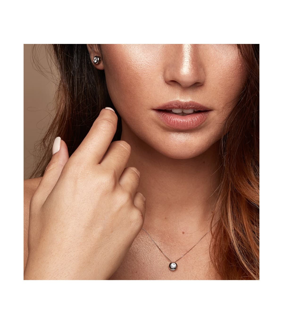 Collana punto luce Mercedes 7 mm oro bianco 18 Kt