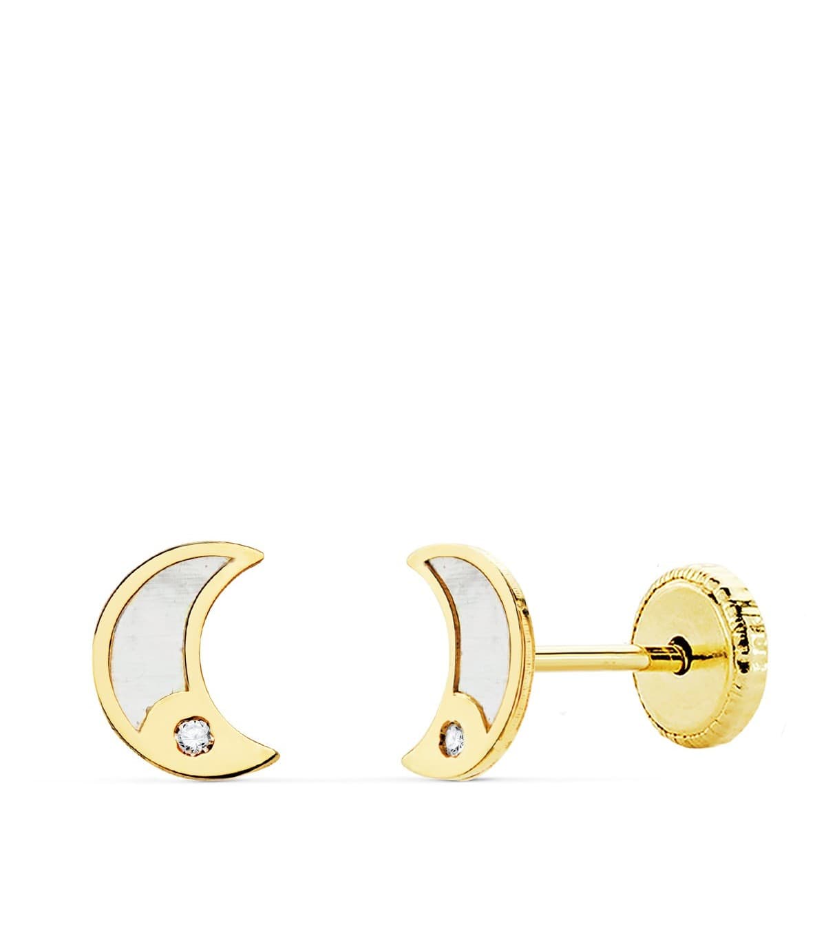 Pendientes Niña Oro 18K Moana Luna 6 mm. Pendientes para niña en oro amarillo. Regalo especial